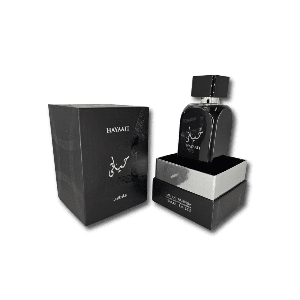 Lattafa Hayaati Black Perfume Box Open