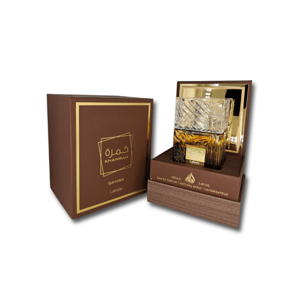 Khamrah Gahwa Lattafa Box and Bottle Perfume