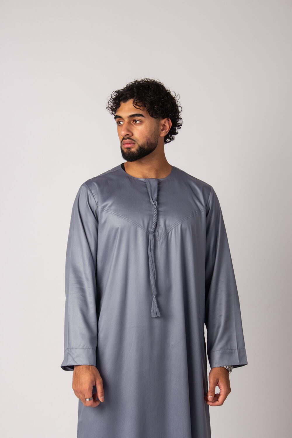 Matt Light Grey Mens Emirati Thobe Looking Forward