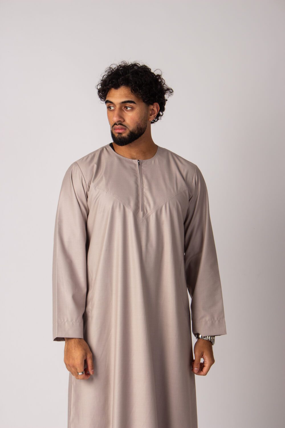 Matt Beige Mens Omani Thobe Looking Forward