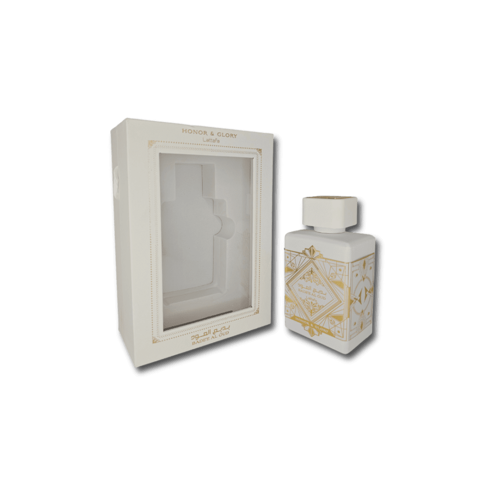 Lattafa Badee Al Oud - Honor and glory box and bottle