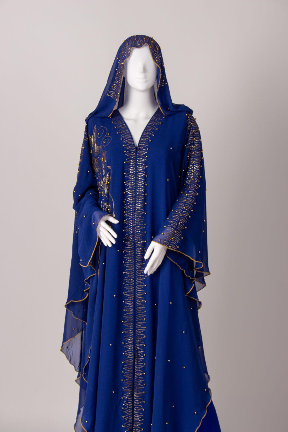 Kaftan Designer Farasha Abaya Blue Hood