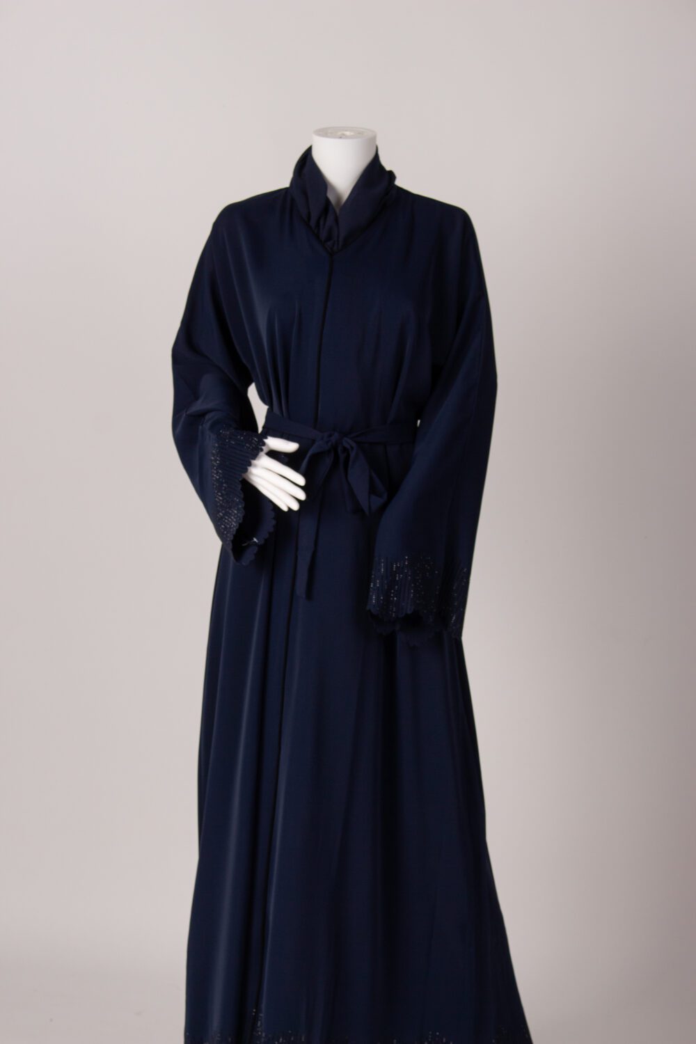 Feather Abaya Navy Front