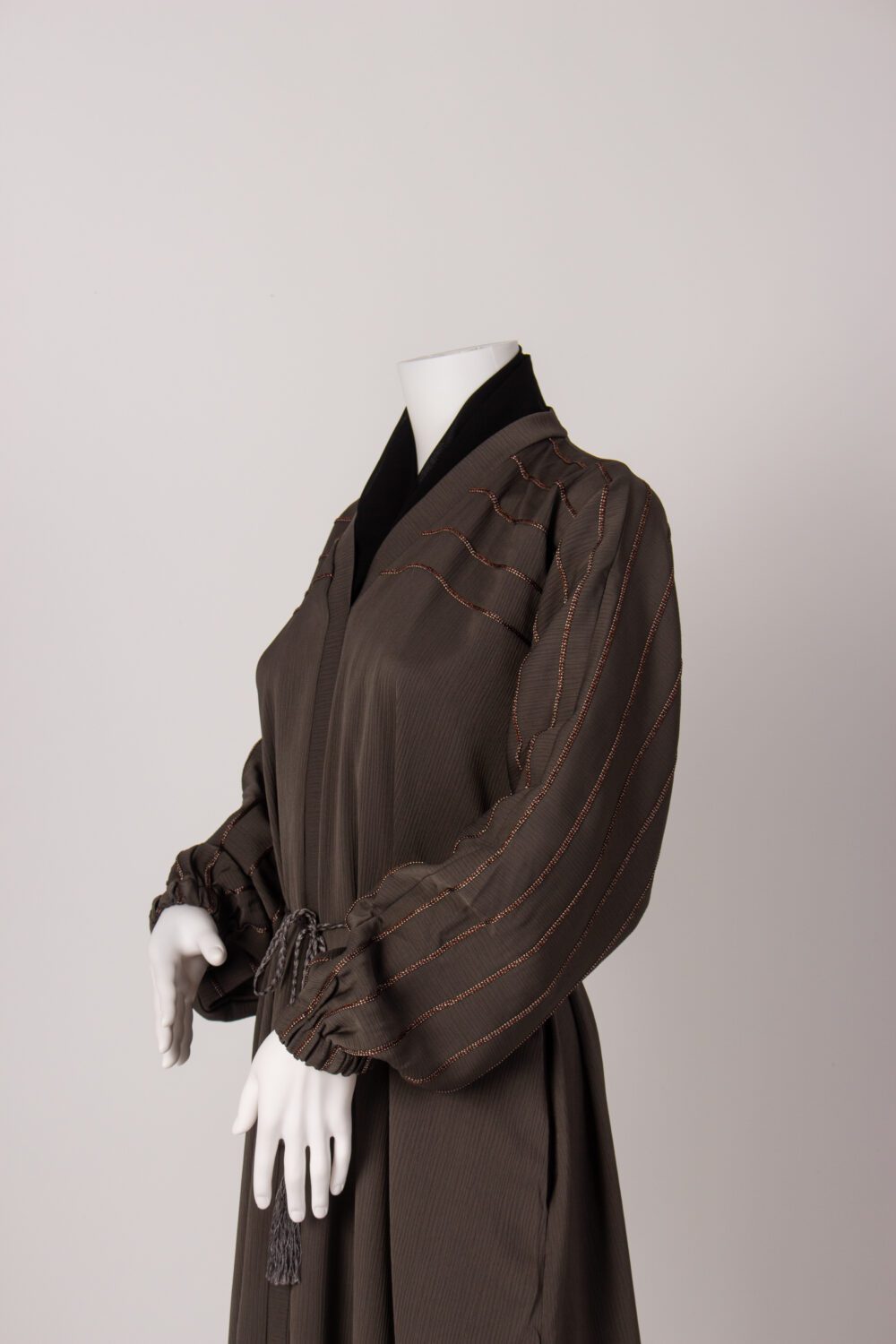 Zoom Stripe Abaya Brown Side