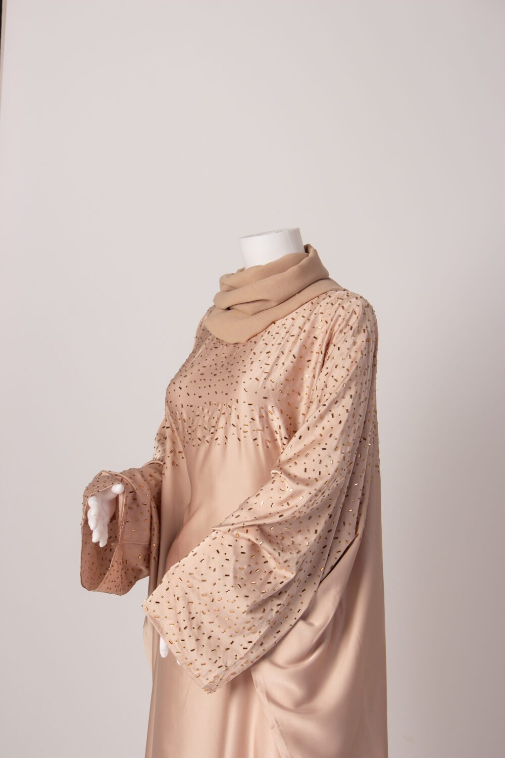 Beaded Farasha Abaya Peach Side