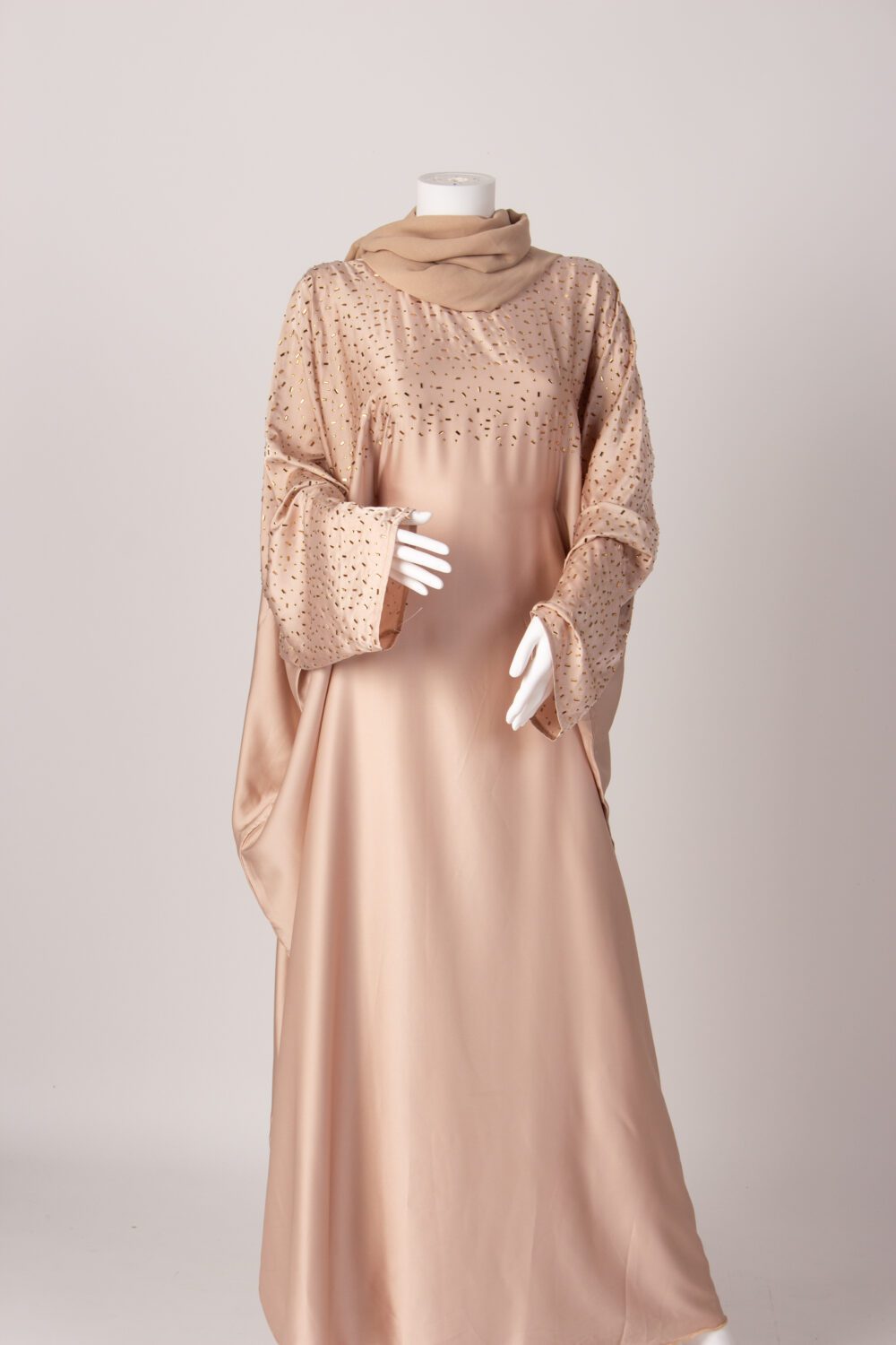 Beaded Farasha Abaya Peach Front