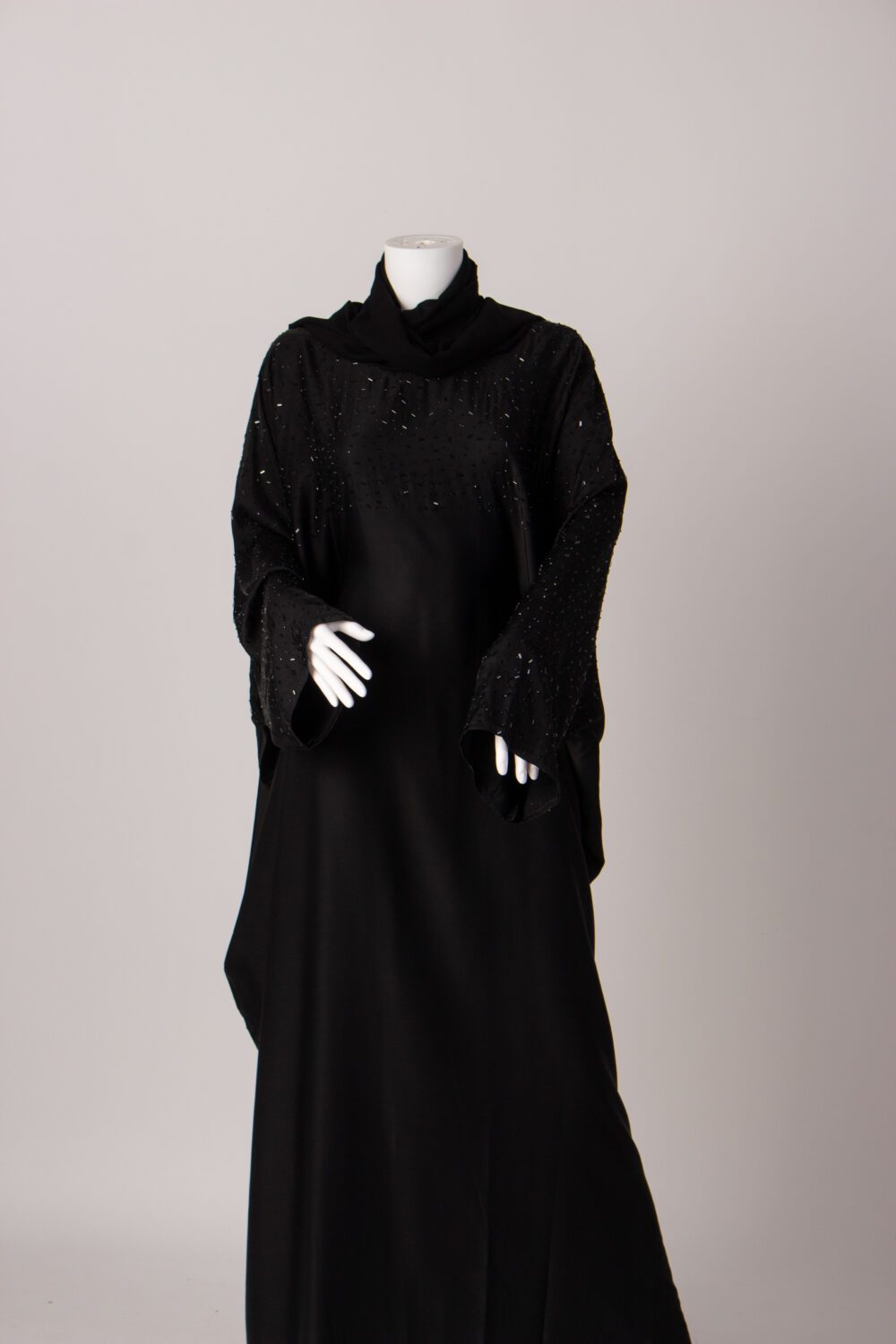 Beaded Farasha Abaya Black Front