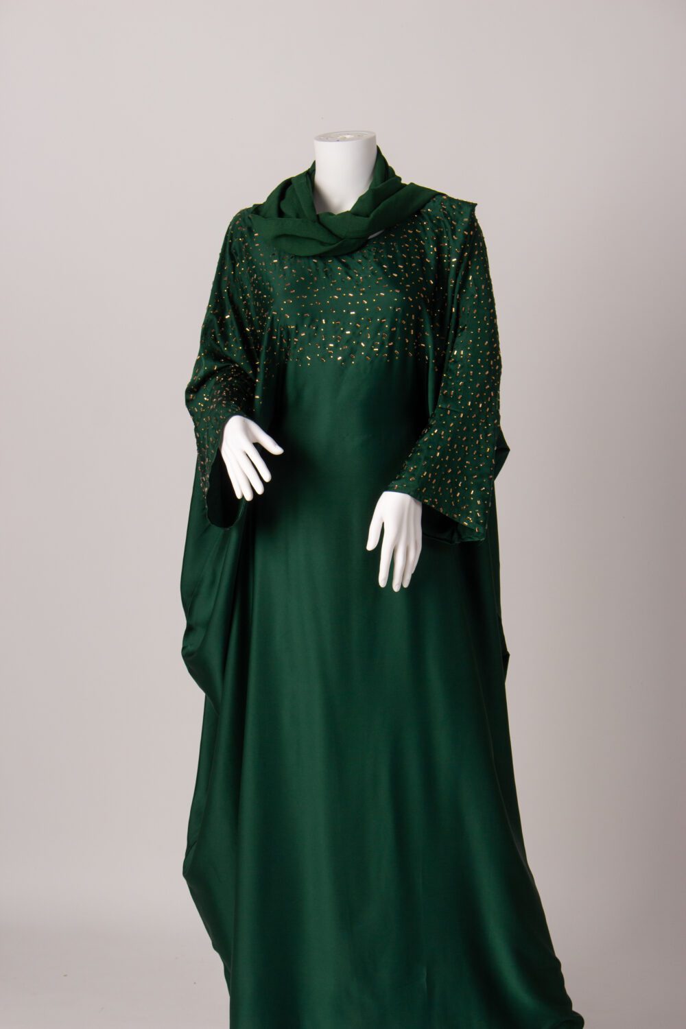 Beaded Farasha Abaya Green Front