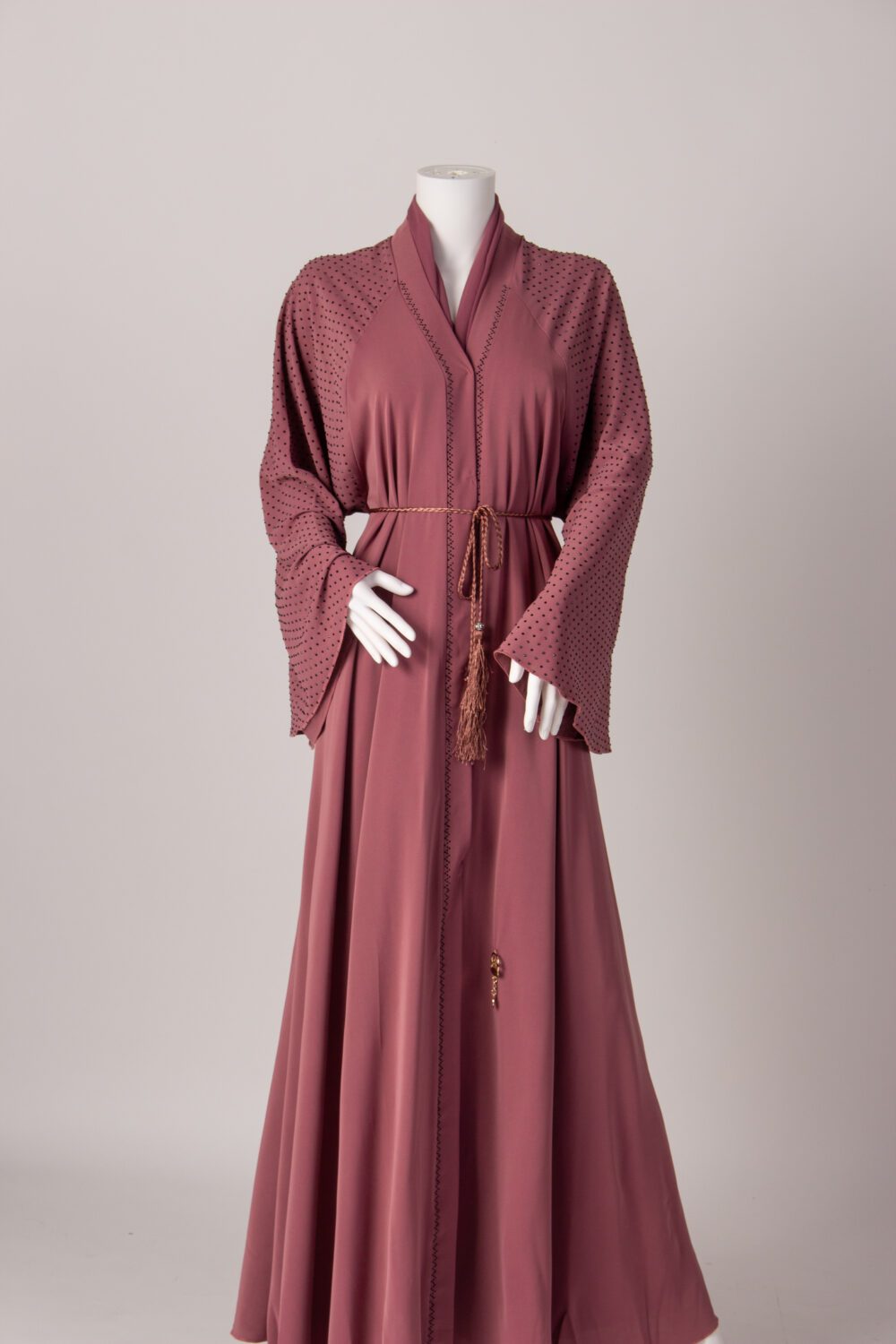 Diamante Abaya Plum Front