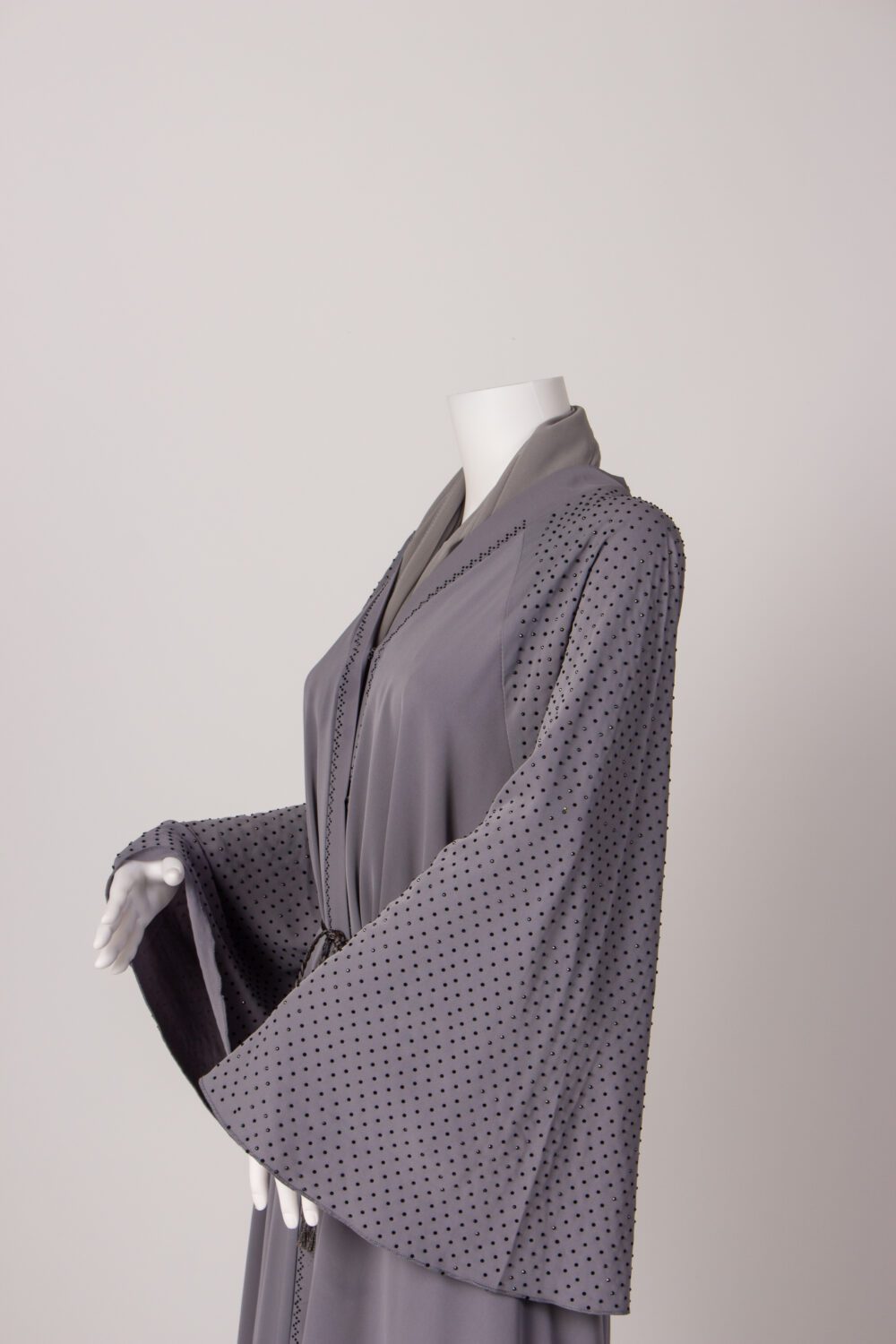 Diamante Abaya Grey Side